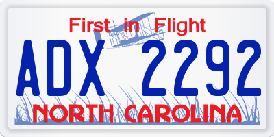 NC license plate ADX2292