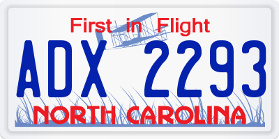 NC license plate ADX2293