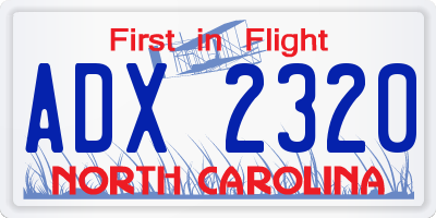 NC license plate ADX2320