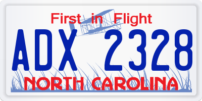 NC license plate ADX2328