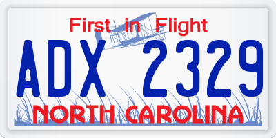 NC license plate ADX2329