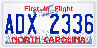 NC license plate ADX2336
