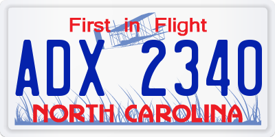 NC license plate ADX2340