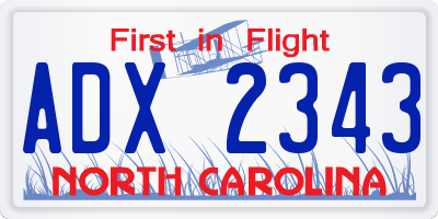 NC license plate ADX2343