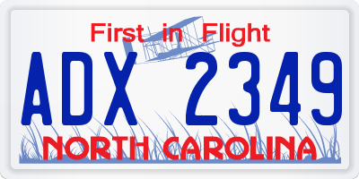 NC license plate ADX2349