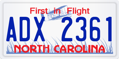 NC license plate ADX2361