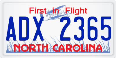 NC license plate ADX2365