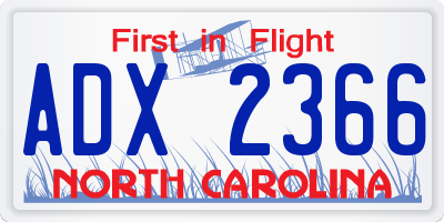 NC license plate ADX2366
