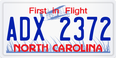 NC license plate ADX2372