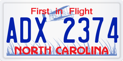 NC license plate ADX2374