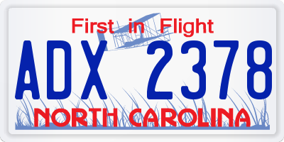 NC license plate ADX2378