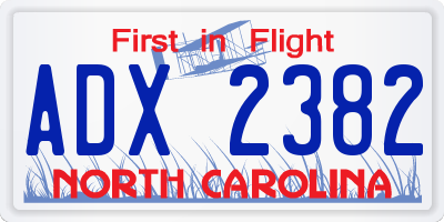 NC license plate ADX2382