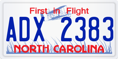 NC license plate ADX2383