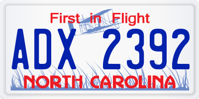 NC license plate ADX2392