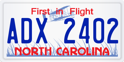NC license plate ADX2402