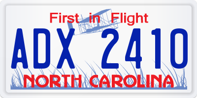 NC license plate ADX2410