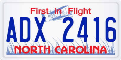 NC license plate ADX2416