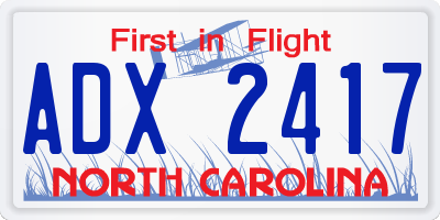 NC license plate ADX2417
