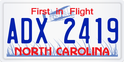 NC license plate ADX2419