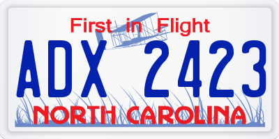 NC license plate ADX2423