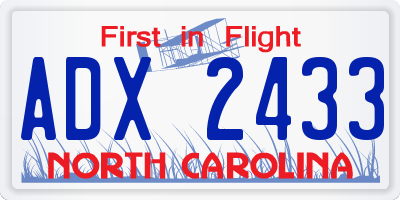 NC license plate ADX2433