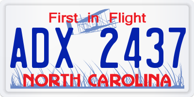 NC license plate ADX2437