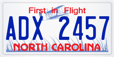 NC license plate ADX2457