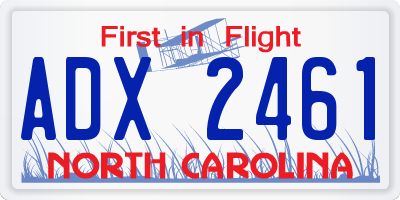 NC license plate ADX2461