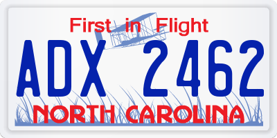NC license plate ADX2462