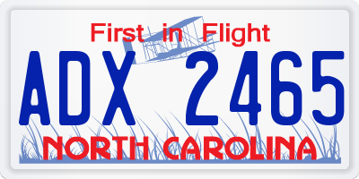 NC license plate ADX2465