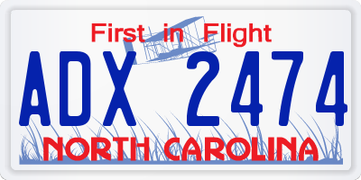NC license plate ADX2474