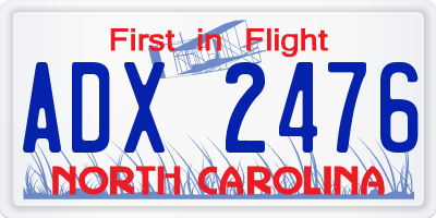 NC license plate ADX2476