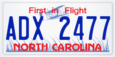NC license plate ADX2477