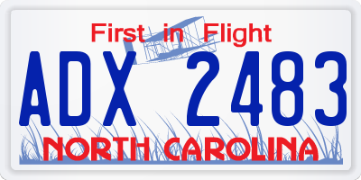 NC license plate ADX2483