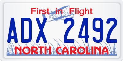 NC license plate ADX2492