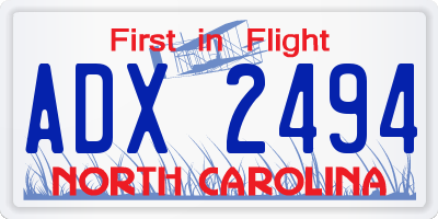 NC license plate ADX2494