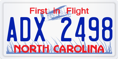 NC license plate ADX2498