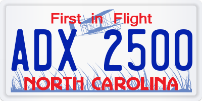 NC license plate ADX2500