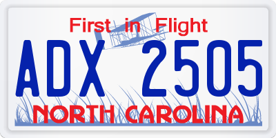 NC license plate ADX2505