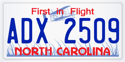 NC license plate ADX2509