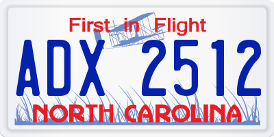 NC license plate ADX2512