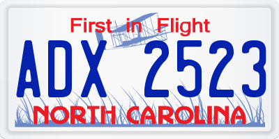 NC license plate ADX2523