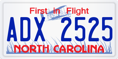NC license plate ADX2525
