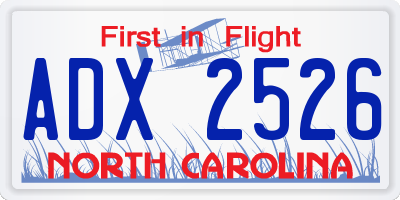 NC license plate ADX2526