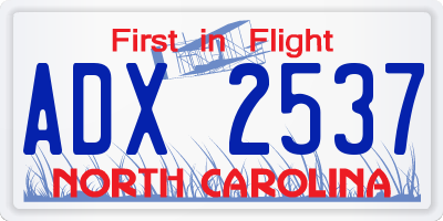 NC license plate ADX2537