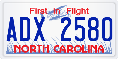 NC license plate ADX2580