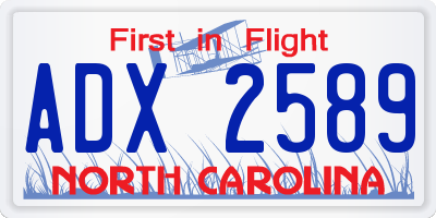 NC license plate ADX2589
