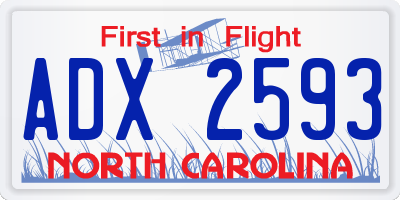 NC license plate ADX2593