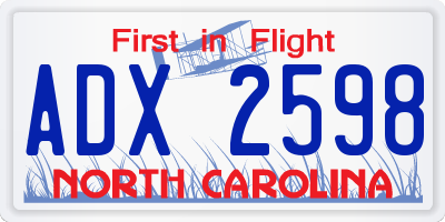NC license plate ADX2598