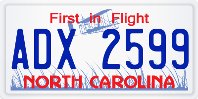 NC license plate ADX2599